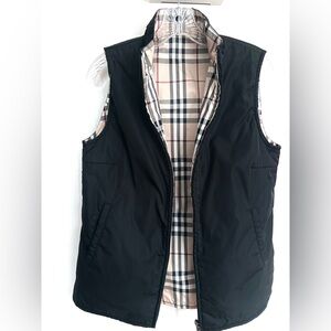 Auth Burberry London Black and Nova Check Reversible Nylon Vest IT 42 US 6/8